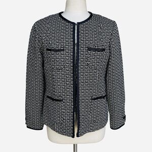 SA DENIM Size 10 Black Trim Tweed Pocket Career Blazer Jacket